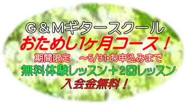 【おためし1ヶ月コ-ス 期間限定 入会金無料】G&M ジーアンドエム クラシックギター 教室 ショップ 調整 修理 メンテ スクール ウクレレ エレキ フォーク アコースティック ジャズ ボサノヴァ ブルース JR中央線 杉並区 練馬 吉祥寺 西荻窪